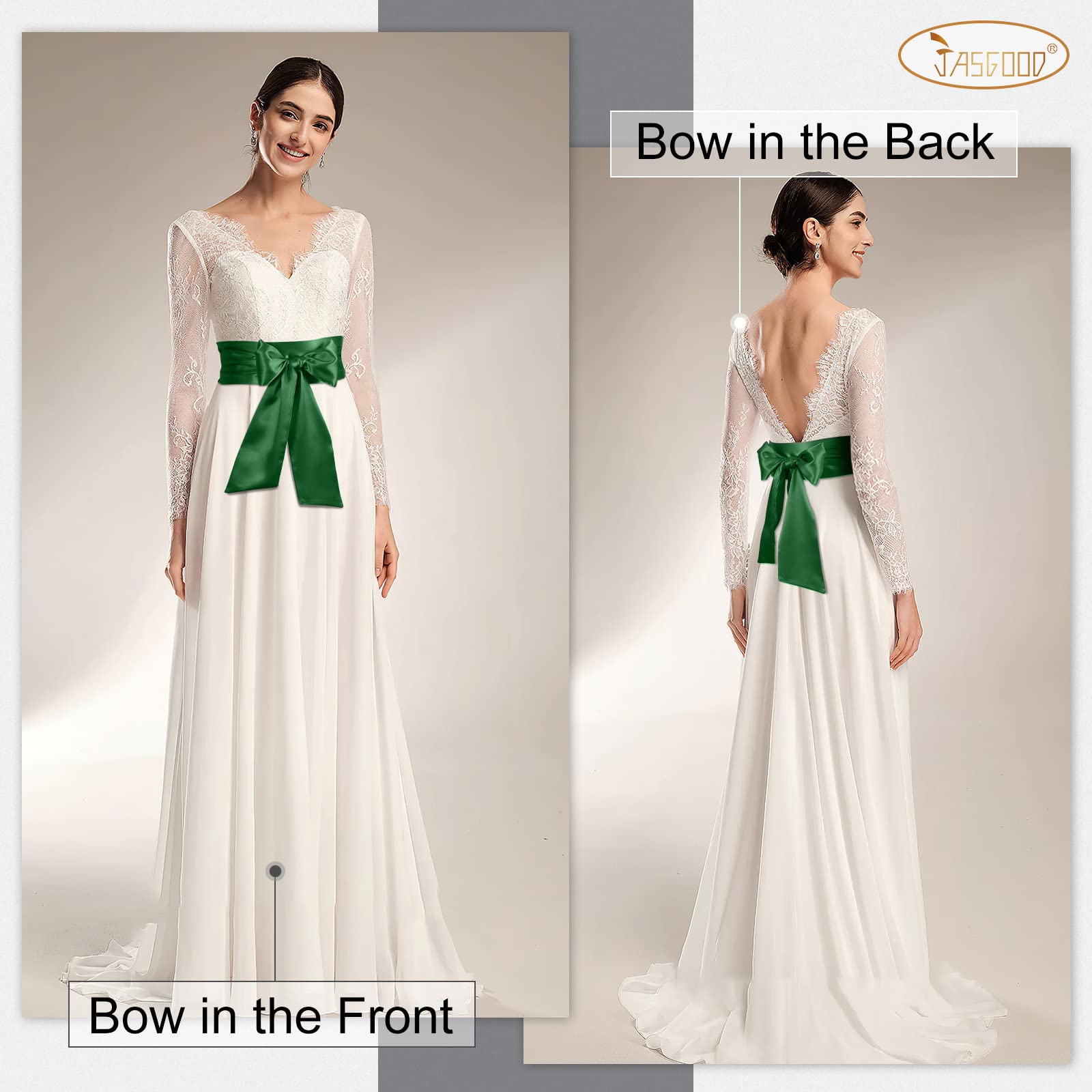 JASGOOD Women Sash Belt for Dress Long Satin Waist Belt for Wedding Party Special Occasion 3.7" Width