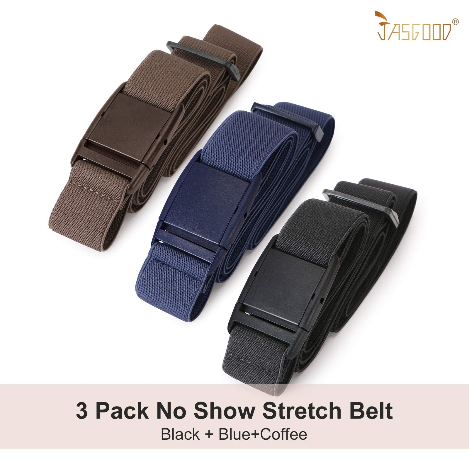 JASGOOD No Show Women Stretch Belt Invisible Elastic Web Strap Belt with Flat Buckle for Jeans Pants Dresses - JASGOOD OFFICIAL