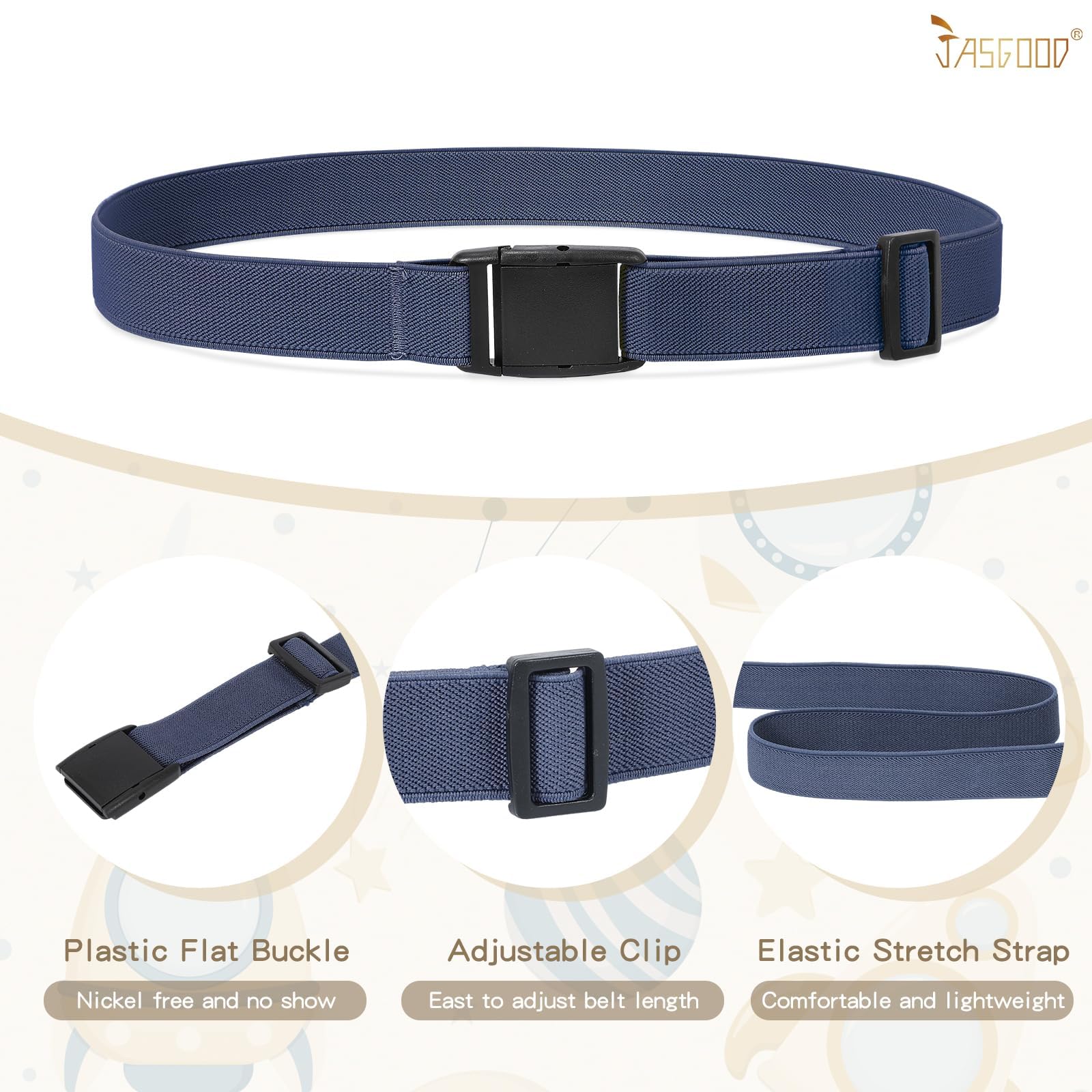 JASGOOD Kids Adjustable Elastic Belt for Boys Girls and Toddlers Nickel Free Stretch Belts for Pants Jeans