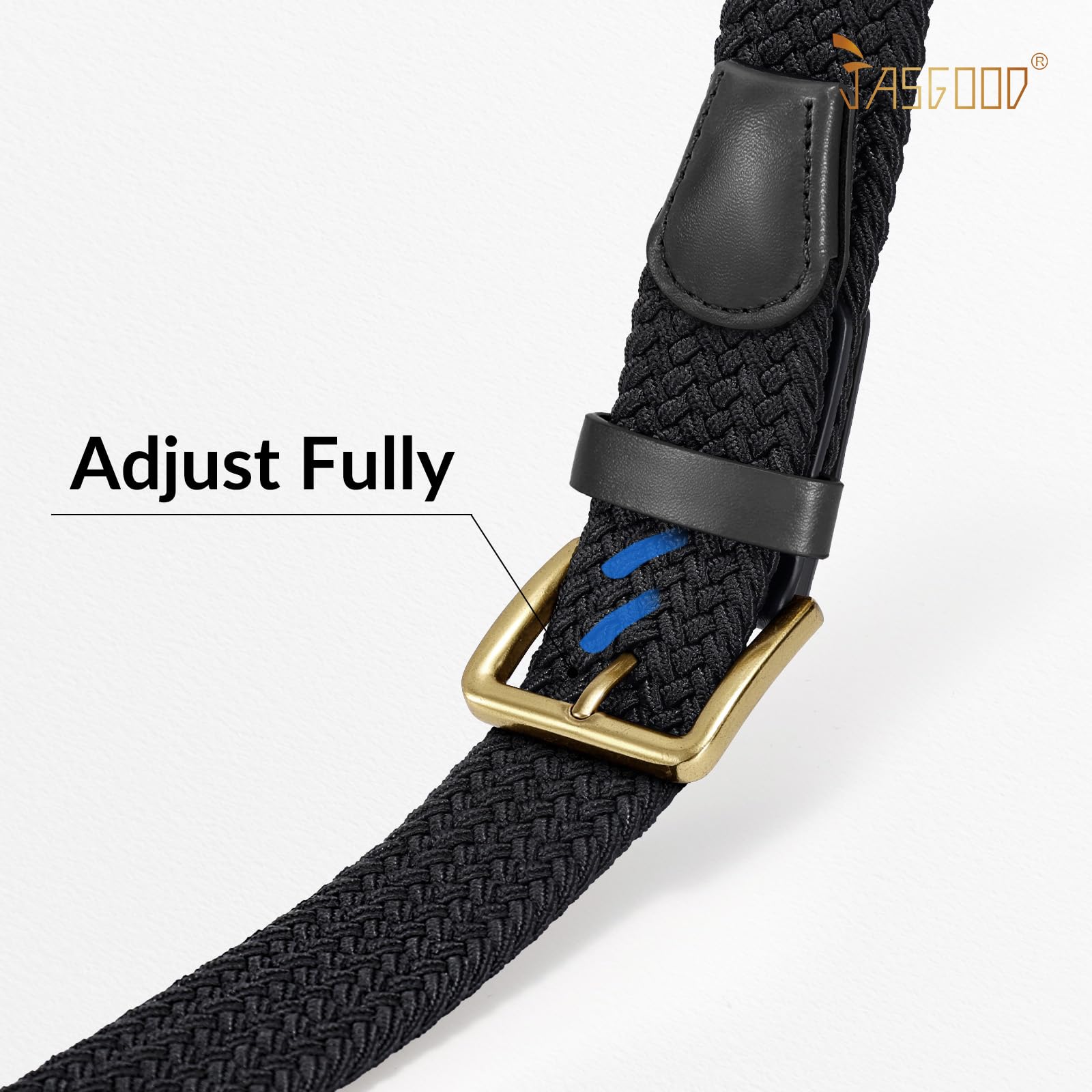 JASGOOD Braided Belt Women Stretch Woven Belts for Golf Elastic Casual 1 3/8" Jeans Shorts Pants