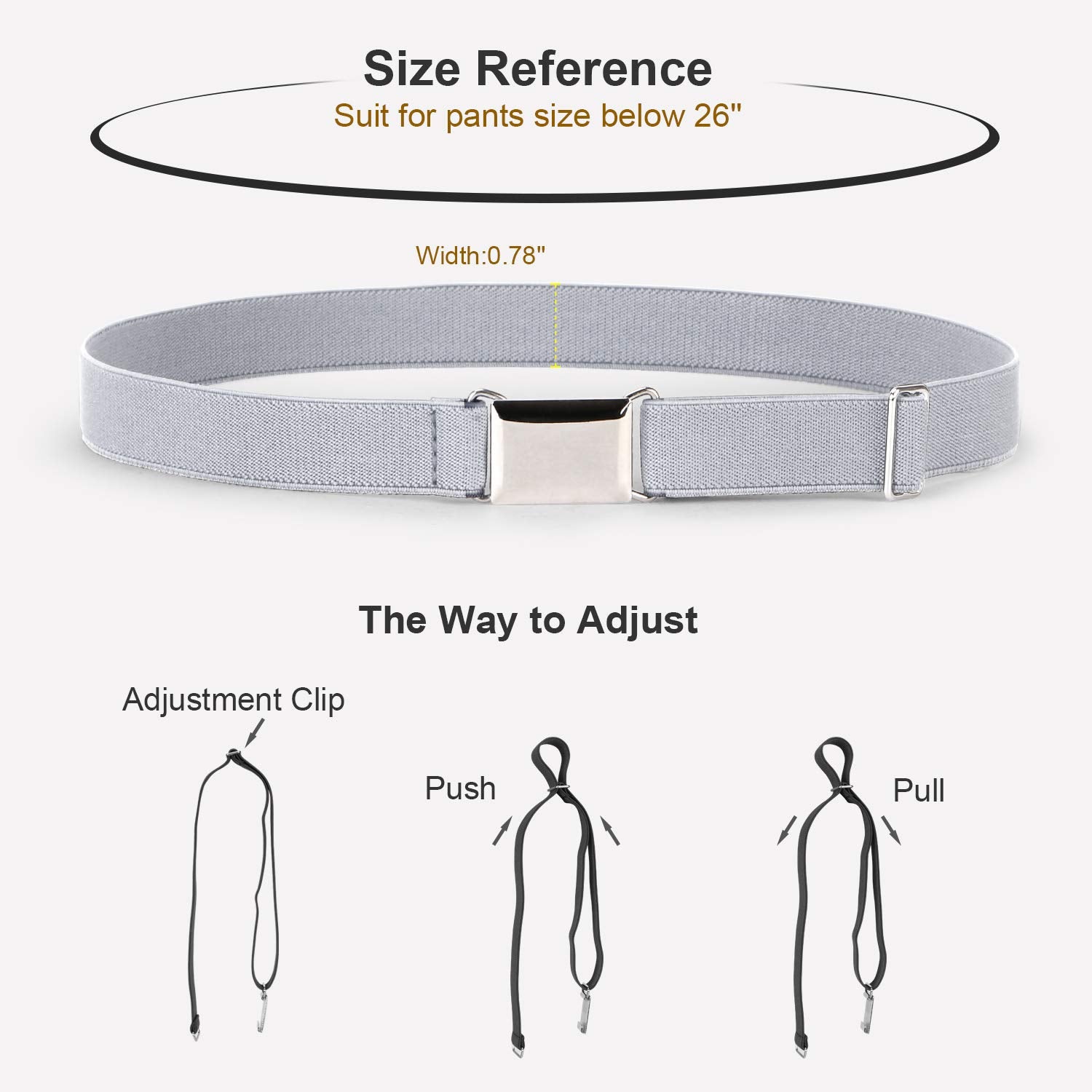 JASGOOD Kids Toddler Belt Elastic Stretch Adjustable Belt for Boys and Girls with Silver Square Buckle 2 Pack