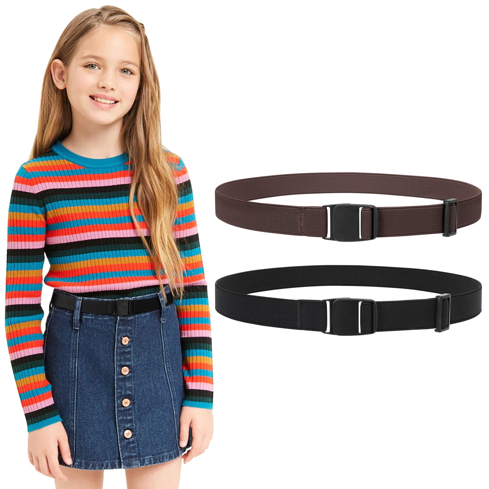 JASGOOD Kids Nickel Free Belts,Adjustable Elastic Belts for Pants Children,Stretch Belts for Boys Girls and Toddlers