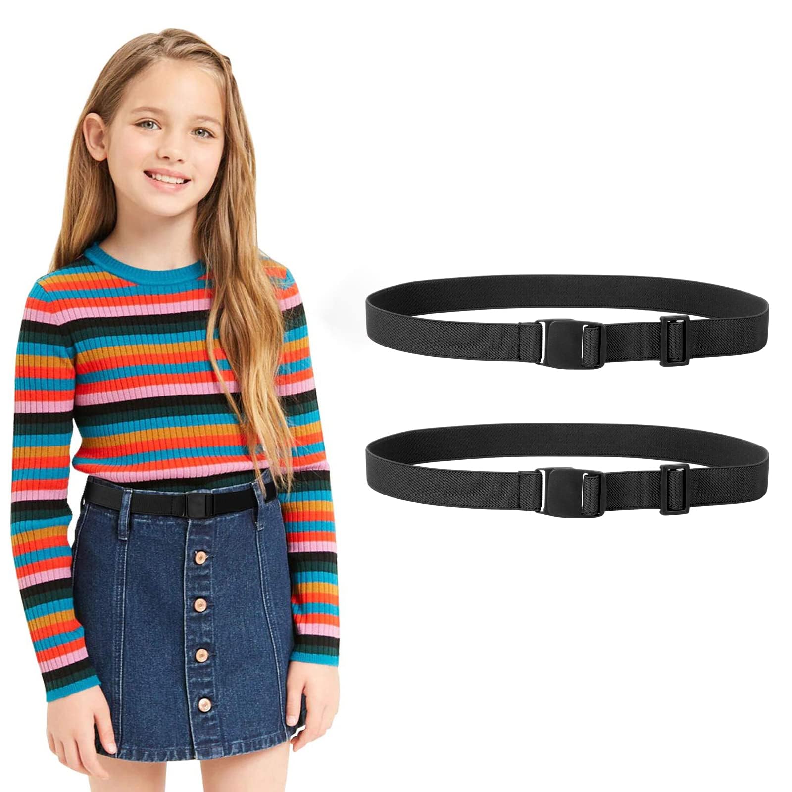 JASGOOD Kids Nickel Free Belts,Adjustable Elastic Belts for Pants Children,Stretch Belts for Boys Girls and Toddlers