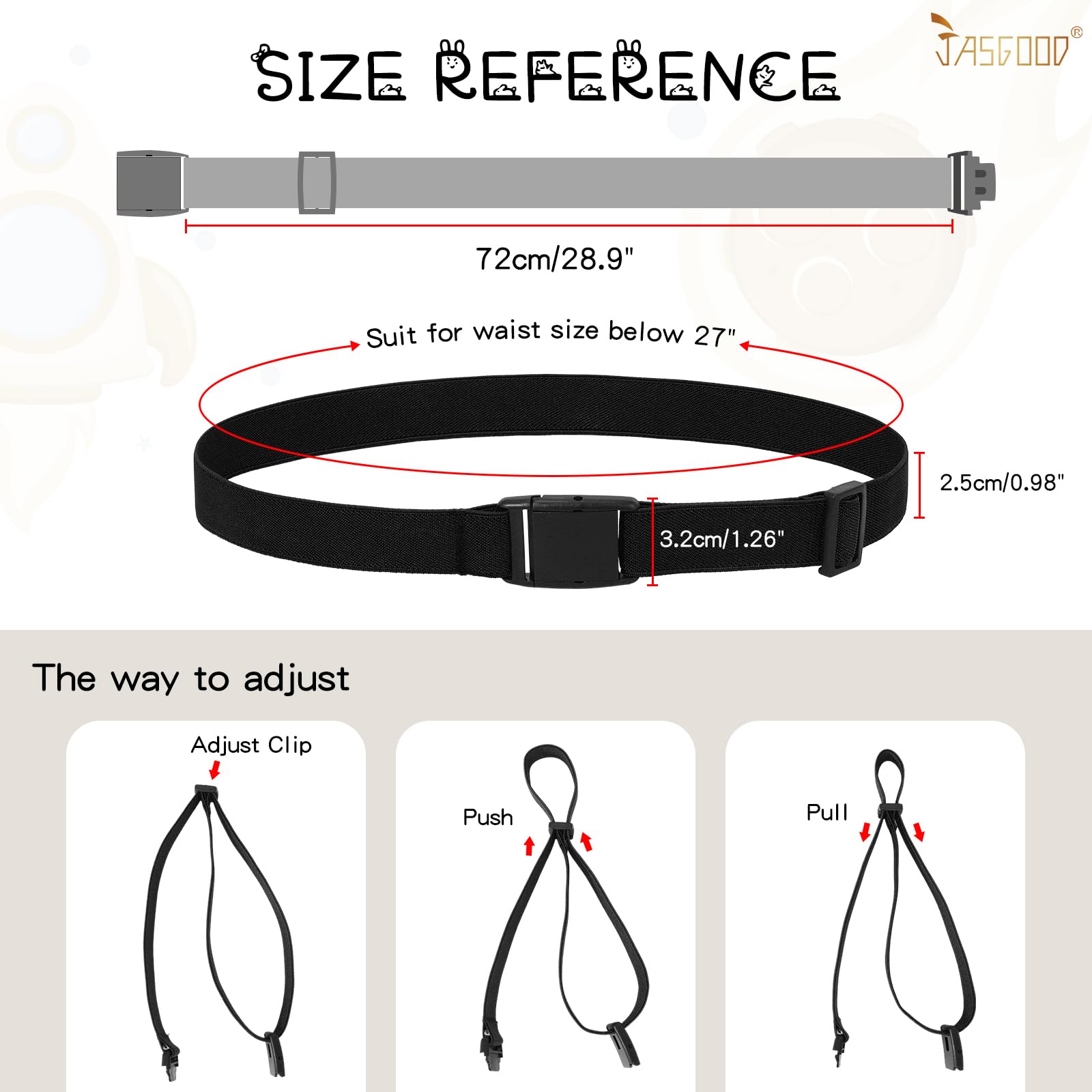 JASGOOD Kids Adjustable Elastic Belt for Boys Girls and Toddlers Nickel Free Stretch Belts for Pants Jeans