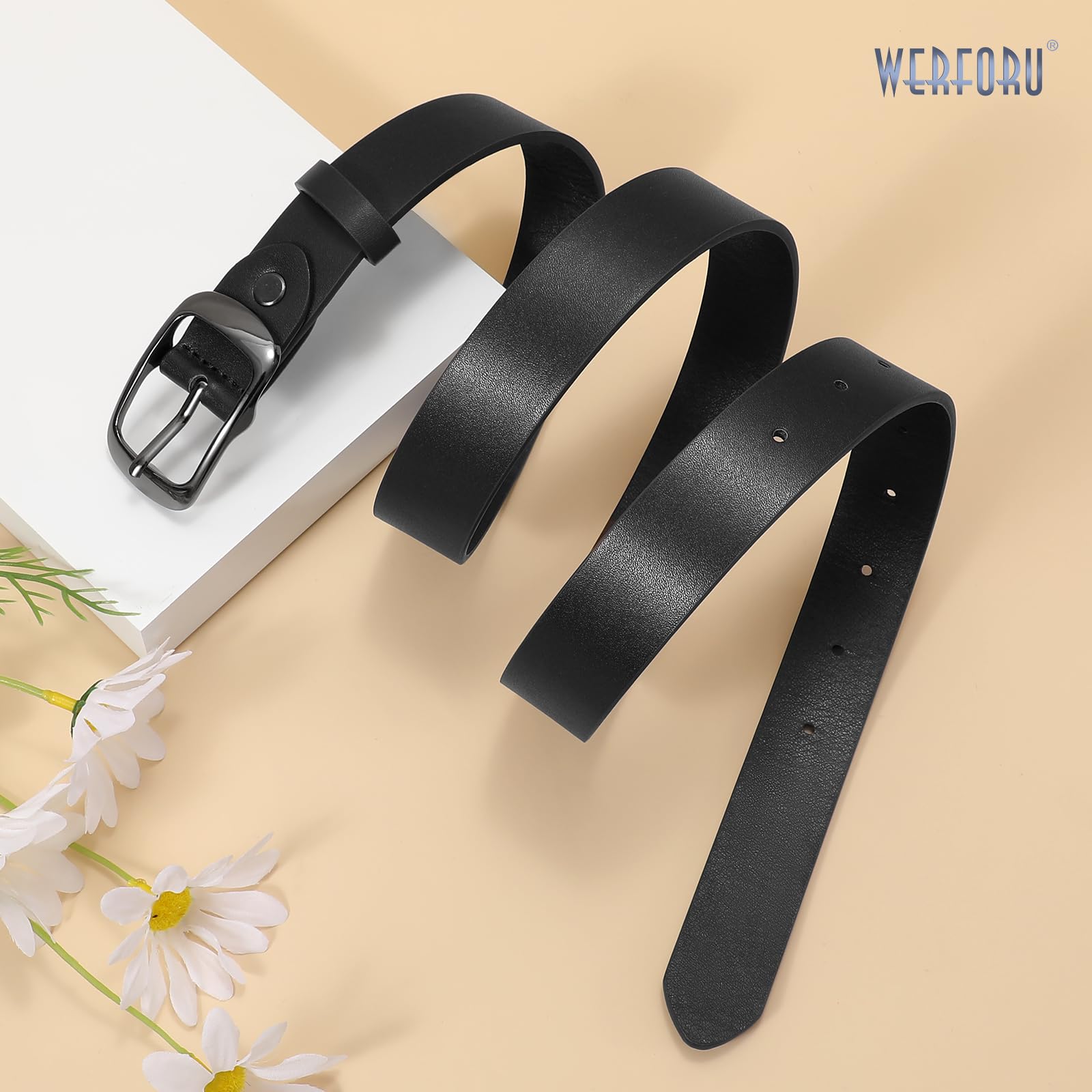 WERFORU Plus Size Belt for Women Leather Belt with Metal Buckle Ladies Casual Belt for Jeans Pants - JASGOOD OFFICIAL