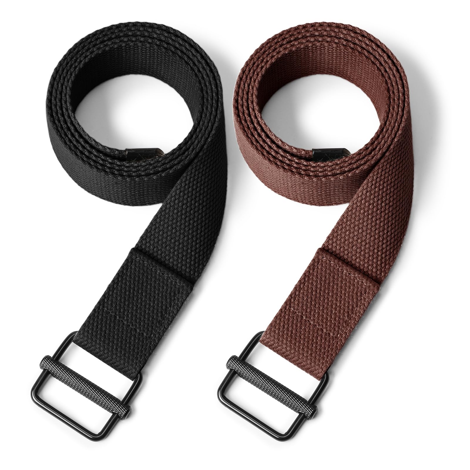 JASGOOD 2 Pack Mens Belts Canvas Belt for Men Fabric Web Golf Belt Casual Belt for Jeans Pants