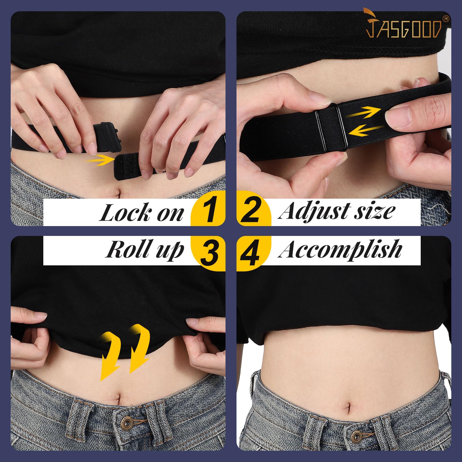 JASGOOD Crop Top Tuck Waist Band Adjustable Band Tucking Sweaters Shirts Stretch Belts for Women Change Style of Tops