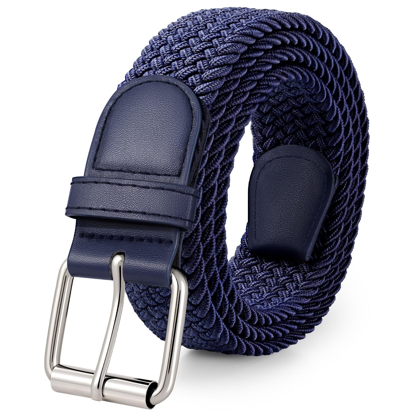 JASGOOD Braided Stretch Belt for Men Golf Casual Fabric Elastic Woven Belt 1 3/8" Adjustable Work