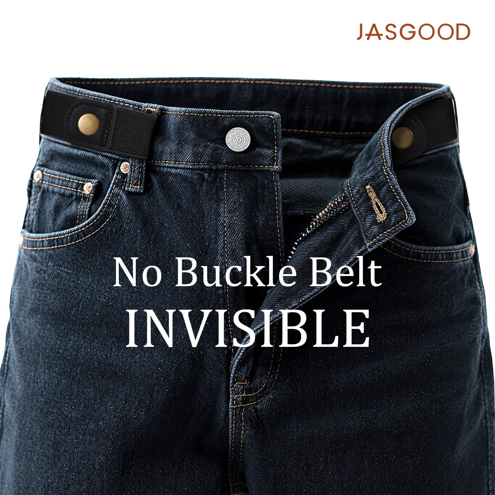 JASGOOD No Buckle Stretch Belt for Women and Men Invisible Elastic Waist Belts for Jeans Pants