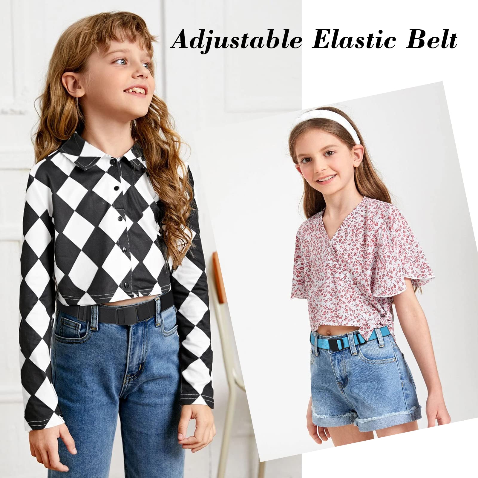 JASGOOD Kids Nickel Free Belts,Adjustable Elastic Belts for Pants Children,Stretch Belts for Boys Girls and Toddlers