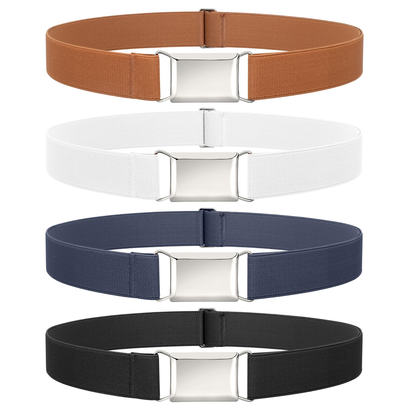 JASGOOD 4 Pack Women Stretch Belt Invisible Elastic Web Strap Belt for Pants Jeans Dresses