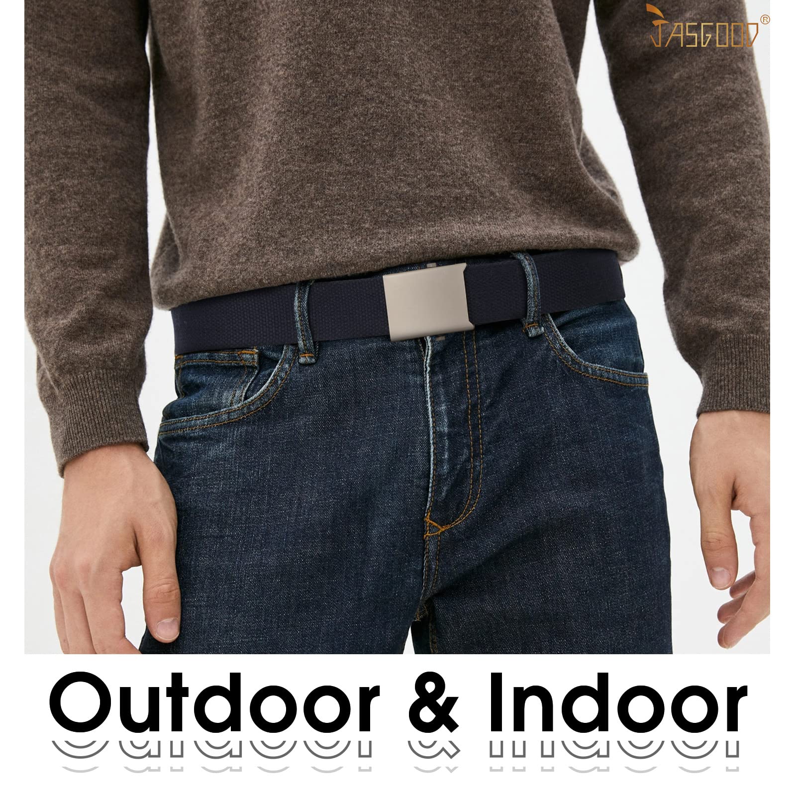 JASGOOD 3 Pack Unisex-Adult Military Web Belt Canvas Web Belt for Men Adjustable Cloth Fabric Belt with Metal Buckle