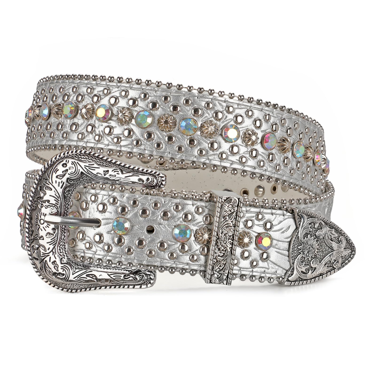 JASGOOD Rhinestone Belt for Women Men Bling Studded Western Cowboy Cowgirl Belts for Jeans - JASGOOD OFFICIAL