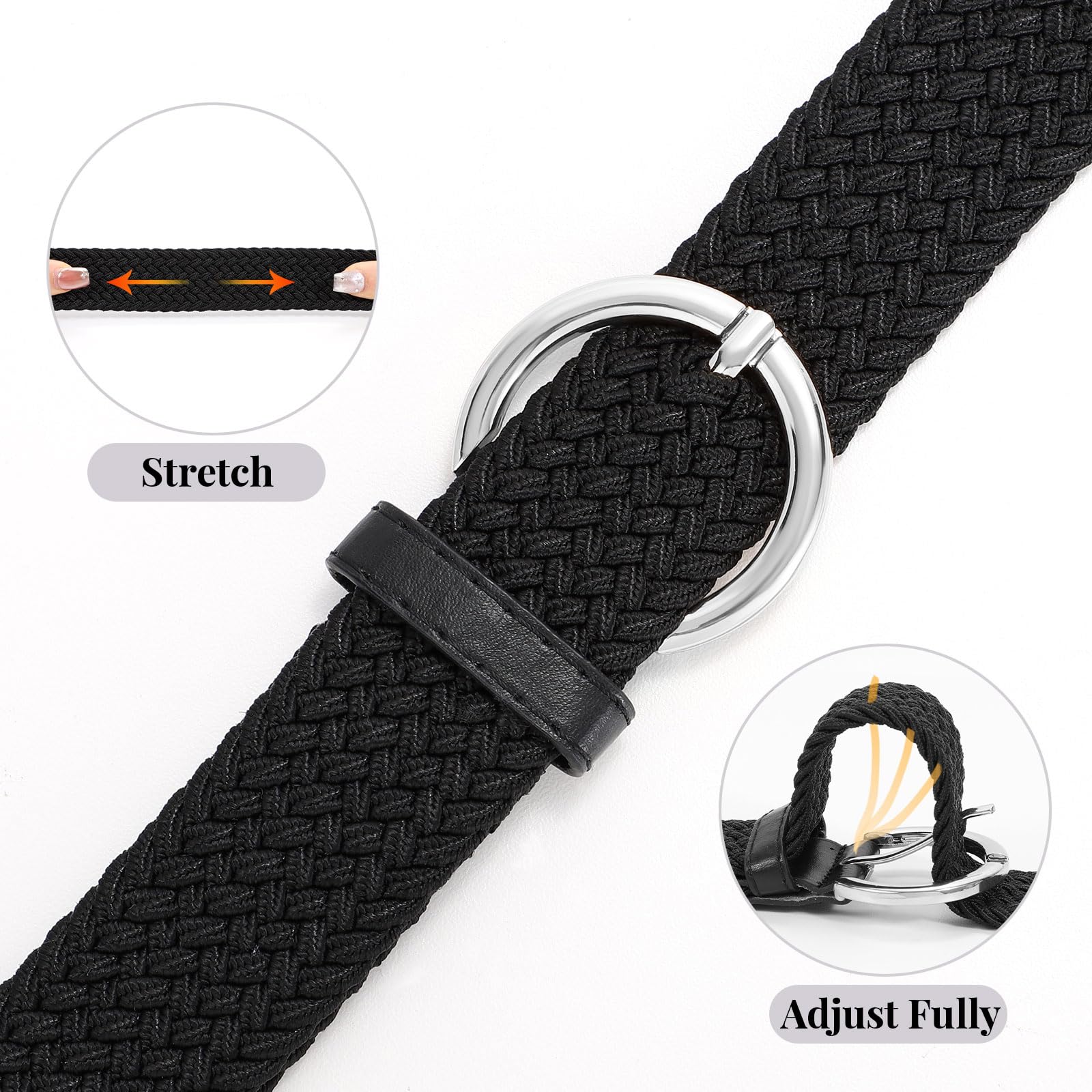 JASGOOD Women Men Braided Woven Elastic Stretch Waist Belt Golf Canvas Fabric Casual Belt for Jeans Pants - JASGOOD OFFICIAL