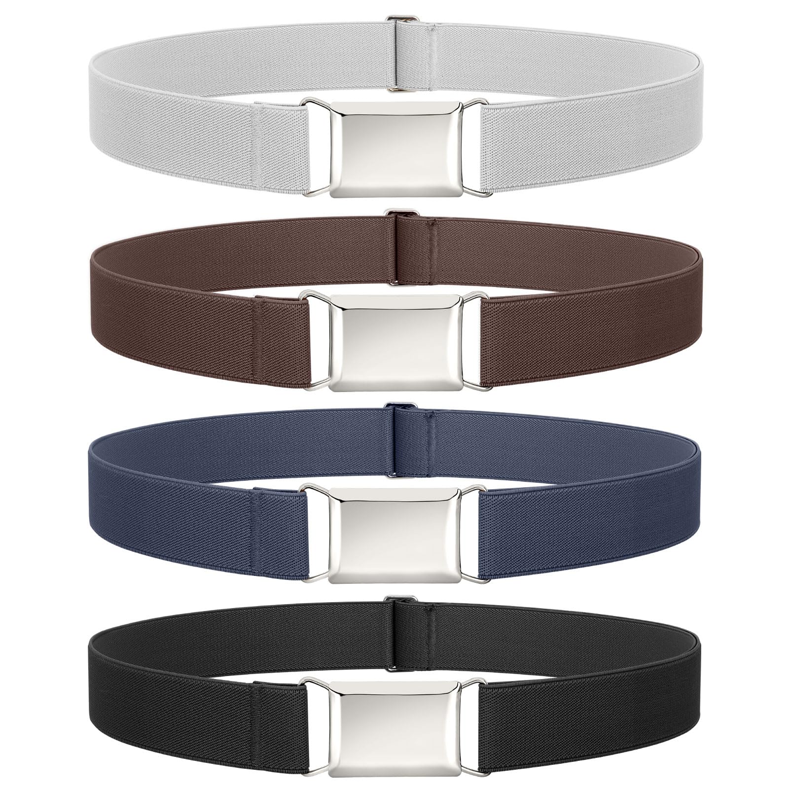 JASGOOD 4 Pack Women Stretch Belt Invisible Elastic Web Strap Belt for Pants Jeans Dresses
