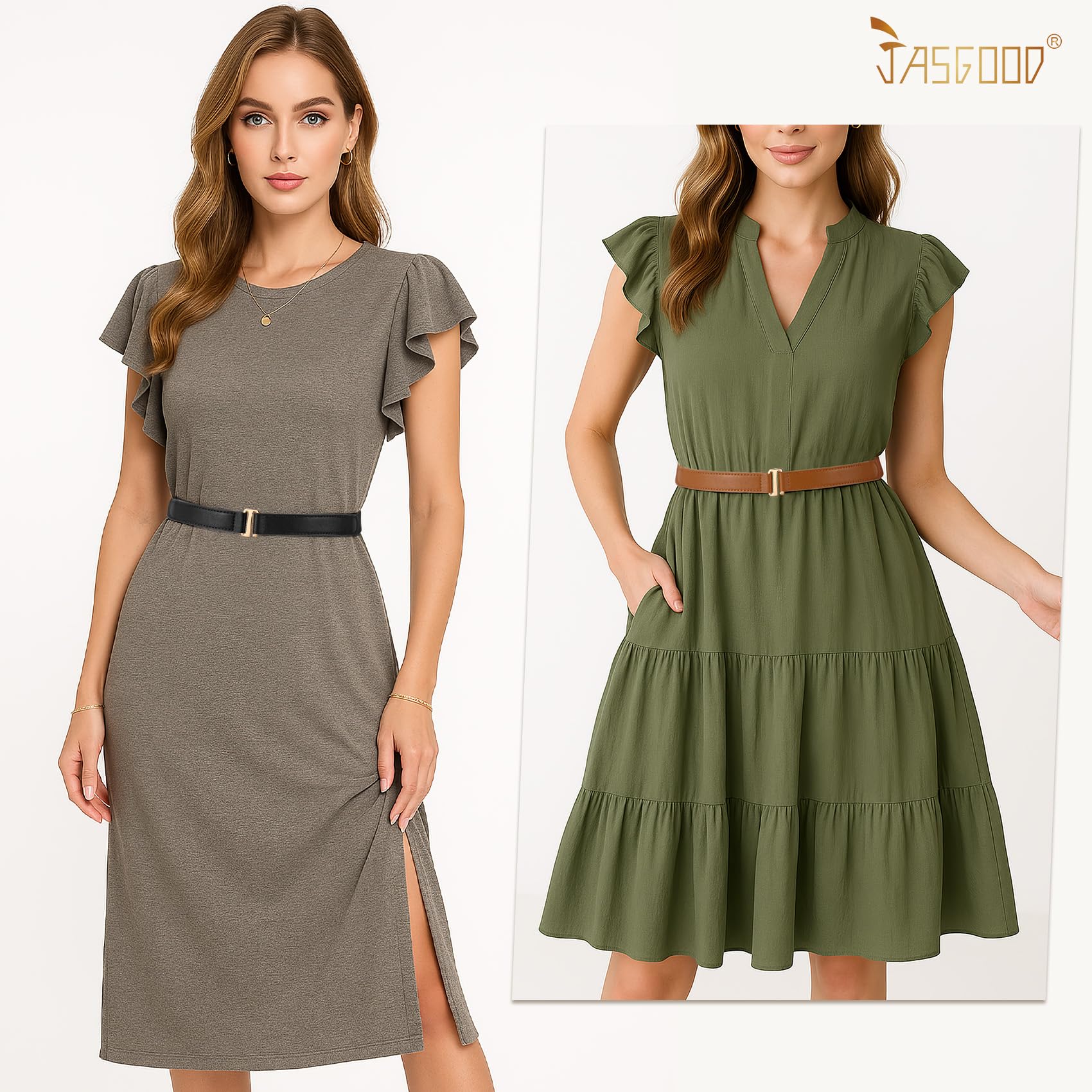 JASGOOD 2 Pcs Crop Top Tuck Waist Band Tool for Tucking Sweaters Tops and Shirts Stretch Belts for Women