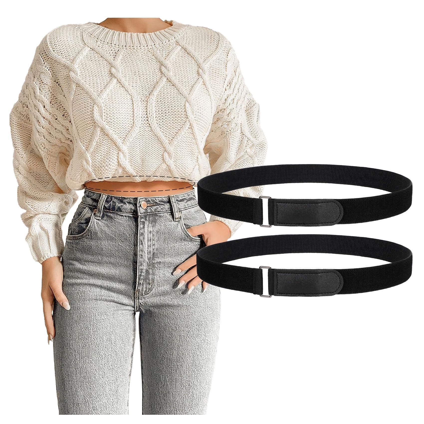 JASGOOD Crop Top Tuck Waist Band Adjustable Band Tucking Sweaters Shirts Elastic Stretch Belts for Women Change Style of Tops - JASGOOD OFFICIAL