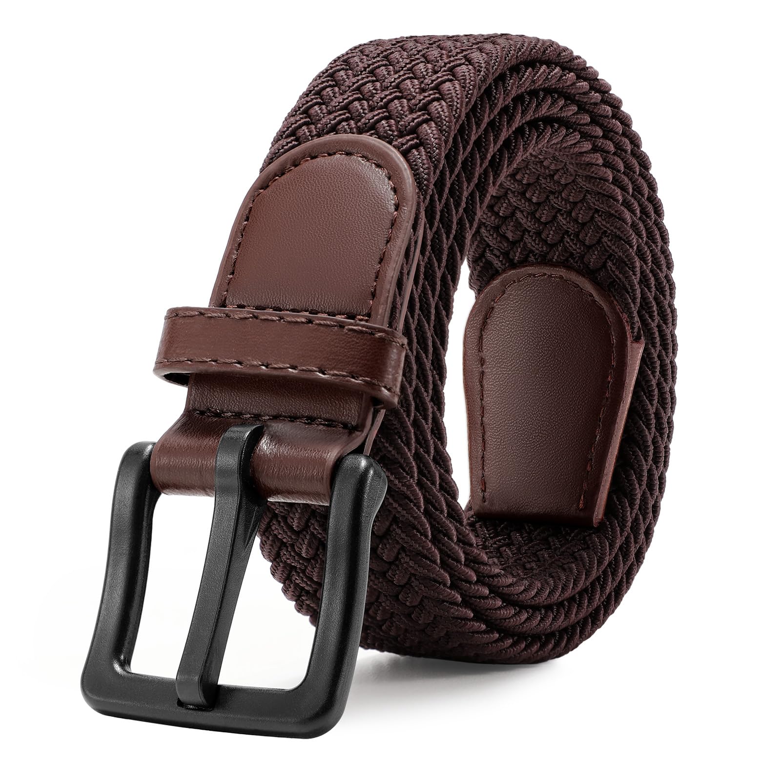 JASGOOD Elastic Braided Belt Men Stretch Golf Woven Casual Jeans Pants Canvas Fabric Tsa Approved Metal Free Belt