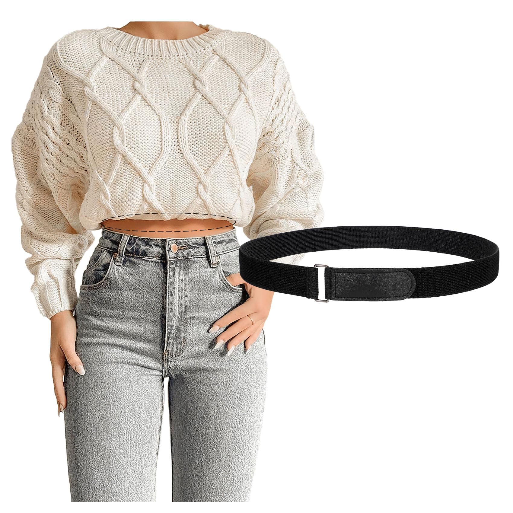 JASGOOD Crop Top Tuck Waist Band Adjustable Band Tucking Sweaters Shirts Elastic Stretch Belts for Women Change Style of Tops - JASGOOD OFFICIAL