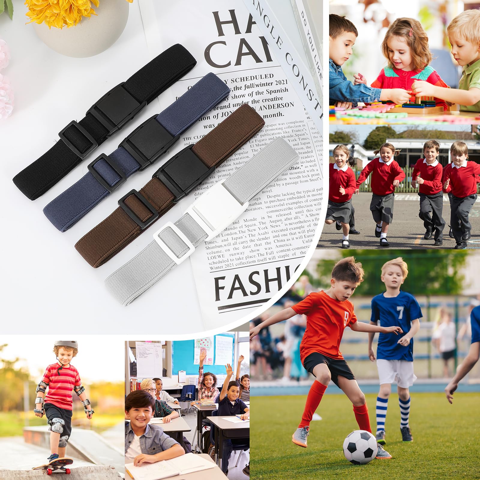 JASGOOD Kids Adjustable Elastic Belt for Boys Girls and Toddlers Nickel Free Stretch Belts for Pants Jeans