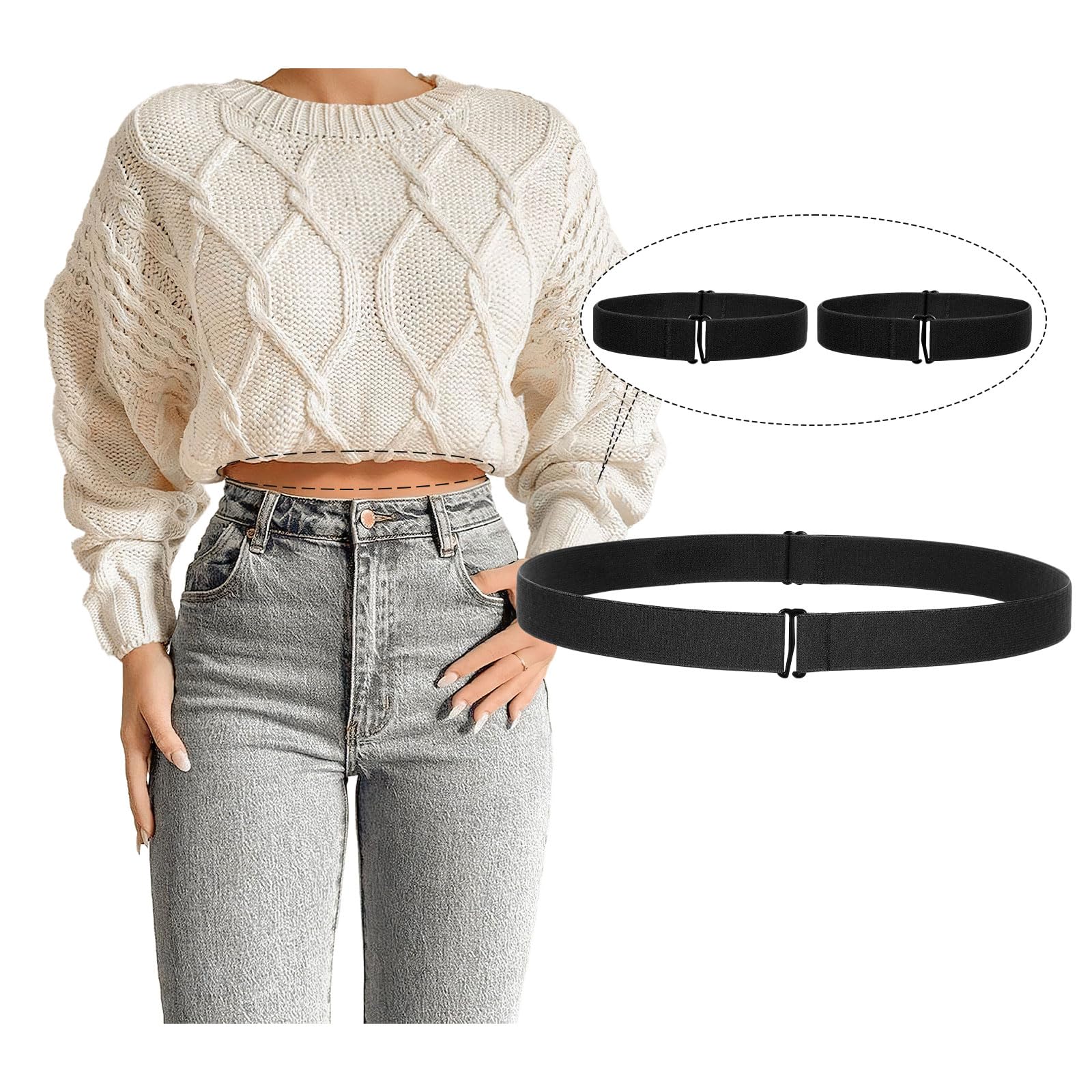 JASGOOD Crop Top Tuck Waist Band Adjustable Band Tucking Sweaters Shirts Elastic Stretch Belts for Women Change Style of Tops - JASGOOD OFFICIAL