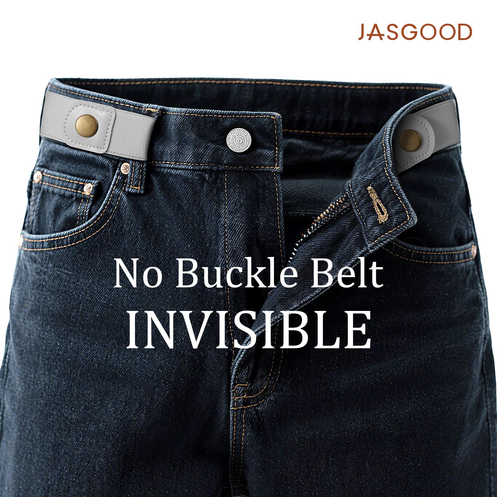 JASGOOD No Buckle Stretch Belt for Women and Men Invisible Elastic Waist Belts for Jeans Pants