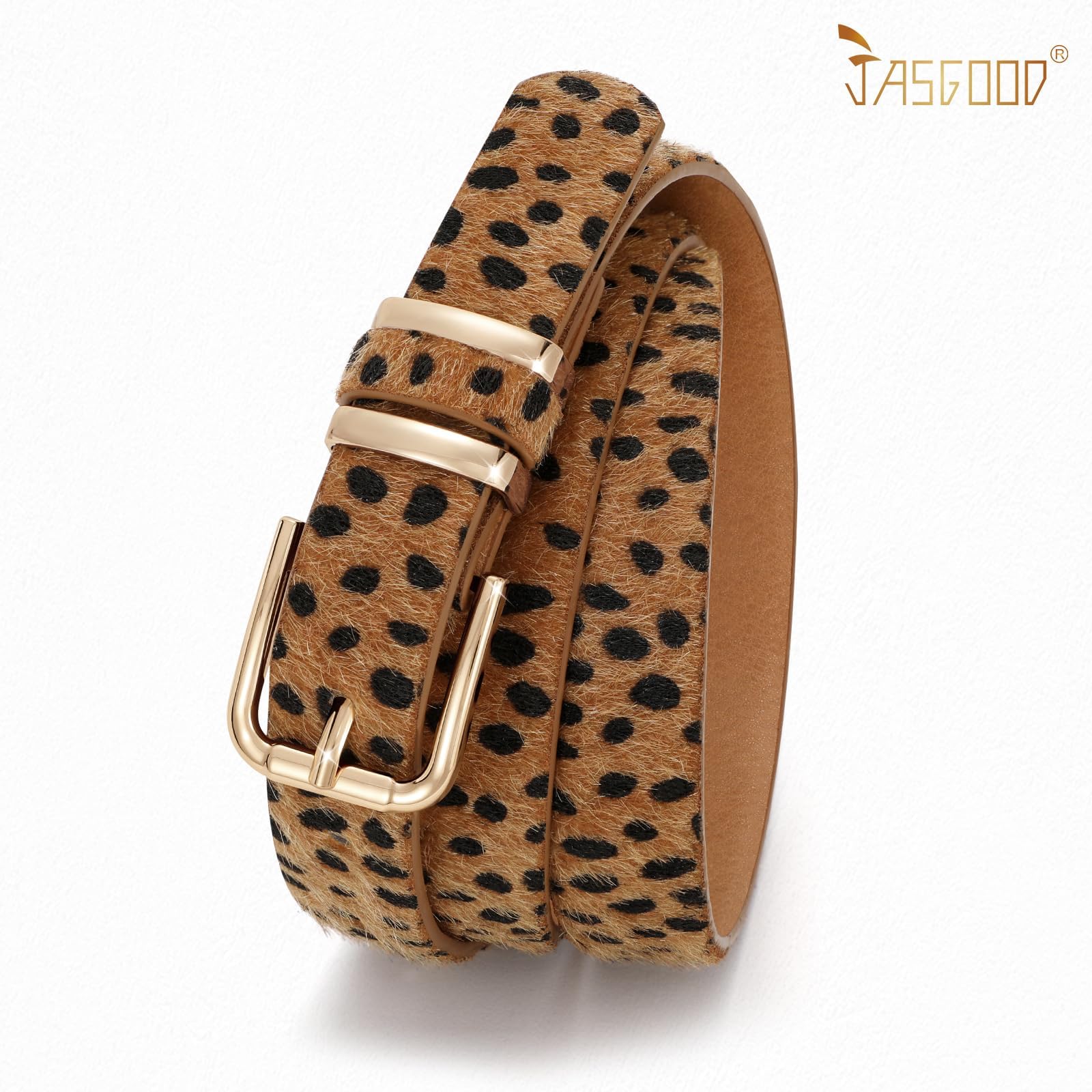 JASGOOD 3 Pack Belts for Women Belt for Jeans Pants Dress Ladies Leather Fashion Waist Thin Belts with Gold Buckle
