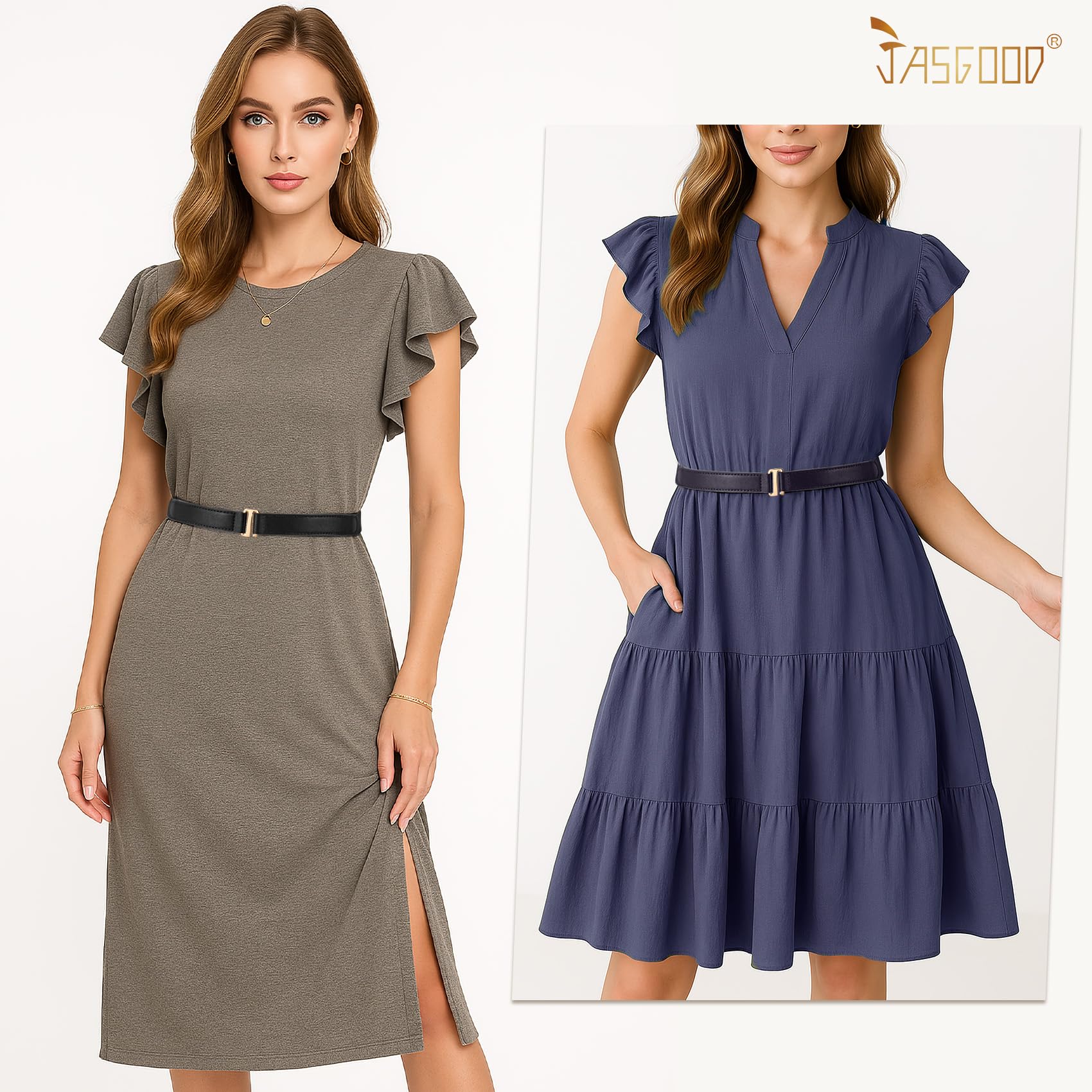JASGOOD 2 Pcs Crop Top Tuck Waist Band Tool for Tucking Sweaters Tops and Shirts Stretch Belts for Women