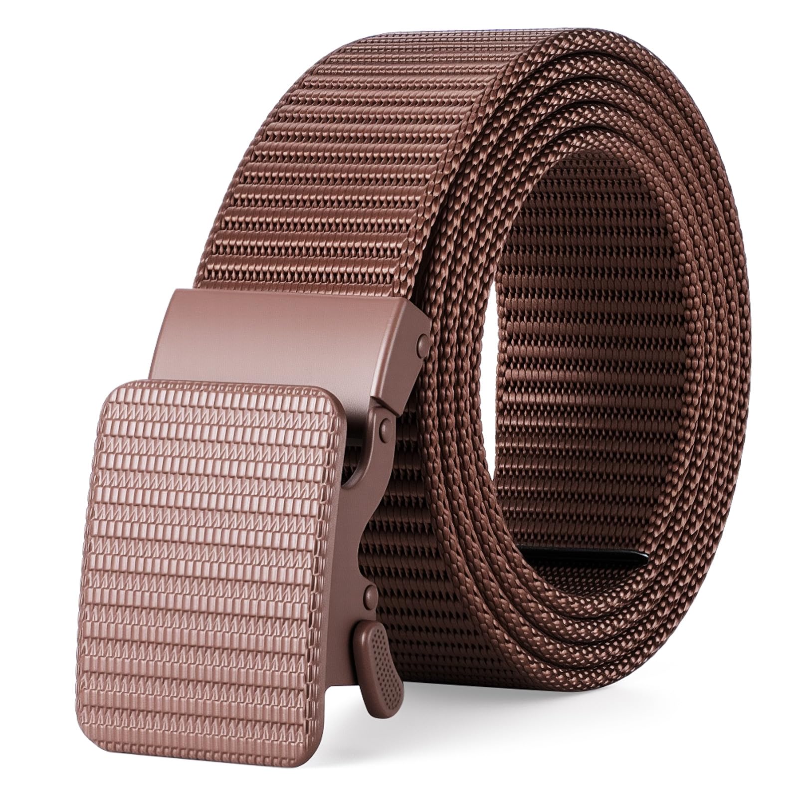 JASGOOD Men’s Ratchet Belt,Heavy-Duty Nylon Web Work Belt with Automatic No-Hole Buckle for Jeans,Golf