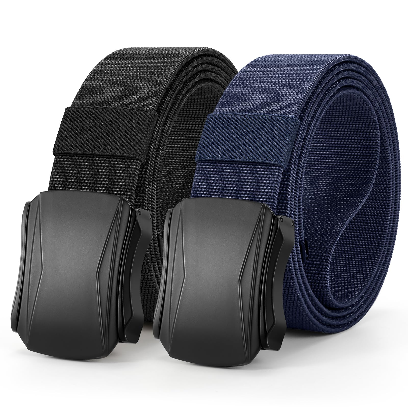 JASGOOD 2 Pack Men Belt Military Tactical Stretch Nylon Belt for Pants Webbing Belt for Hiking Hunting