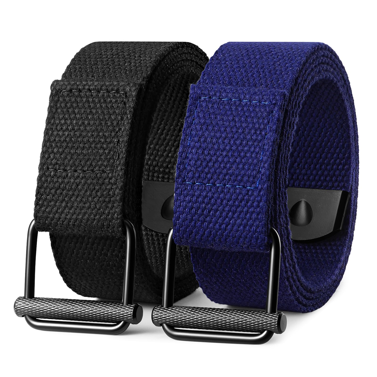 JASGOOD 2 Pack Mens Belts Canvas Belt for Men Fabric Web Golf Belt Casual Belt for Jeans Pants