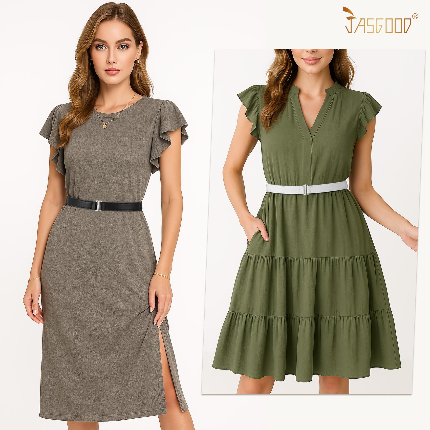 JASGOOD 2 Pcs Crop Top Tuck Waist Band Tool for Tucking Sweaters Tops and Shirts Stretch Belts for Women