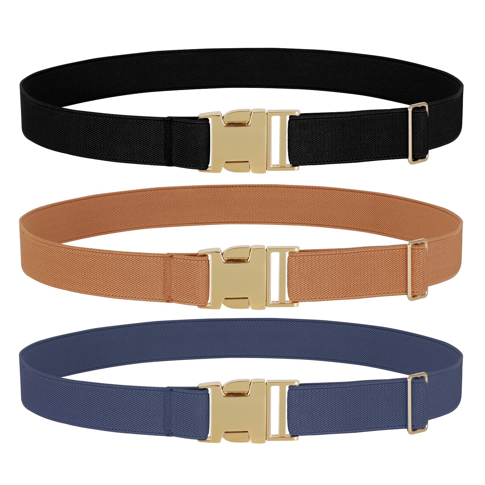 JASGOOD Kids Toddler Adjustable Elastic Belt, Easy to Use Gold Buckle for Girls Boys