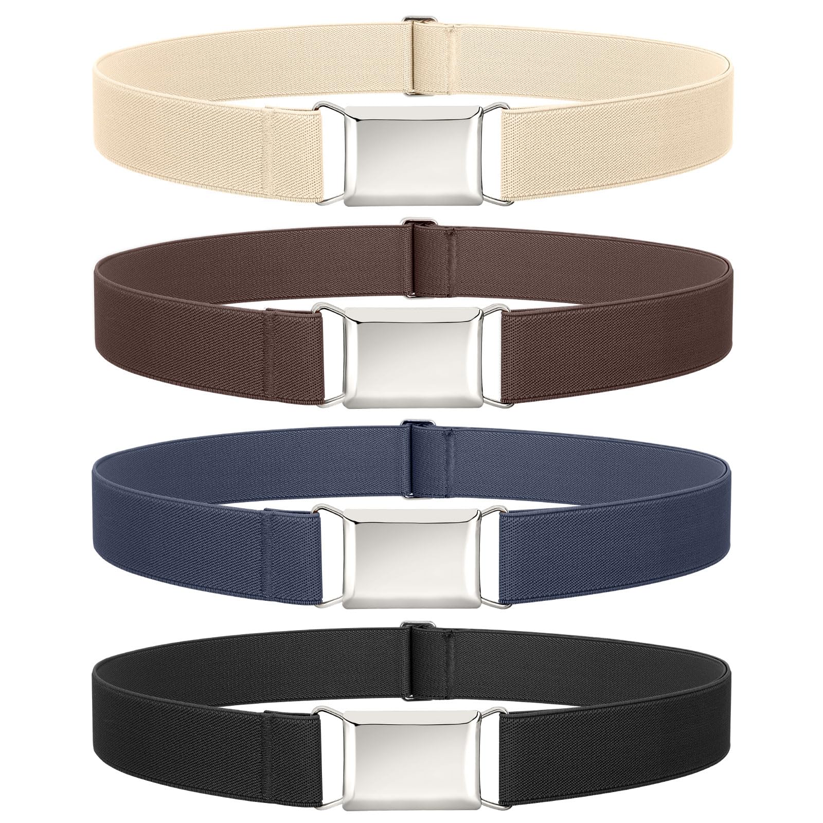 JASGOOD 4 Pack Women Stretch Belt Invisible Elastic Web Strap Belt for Pants Jeans Dresses