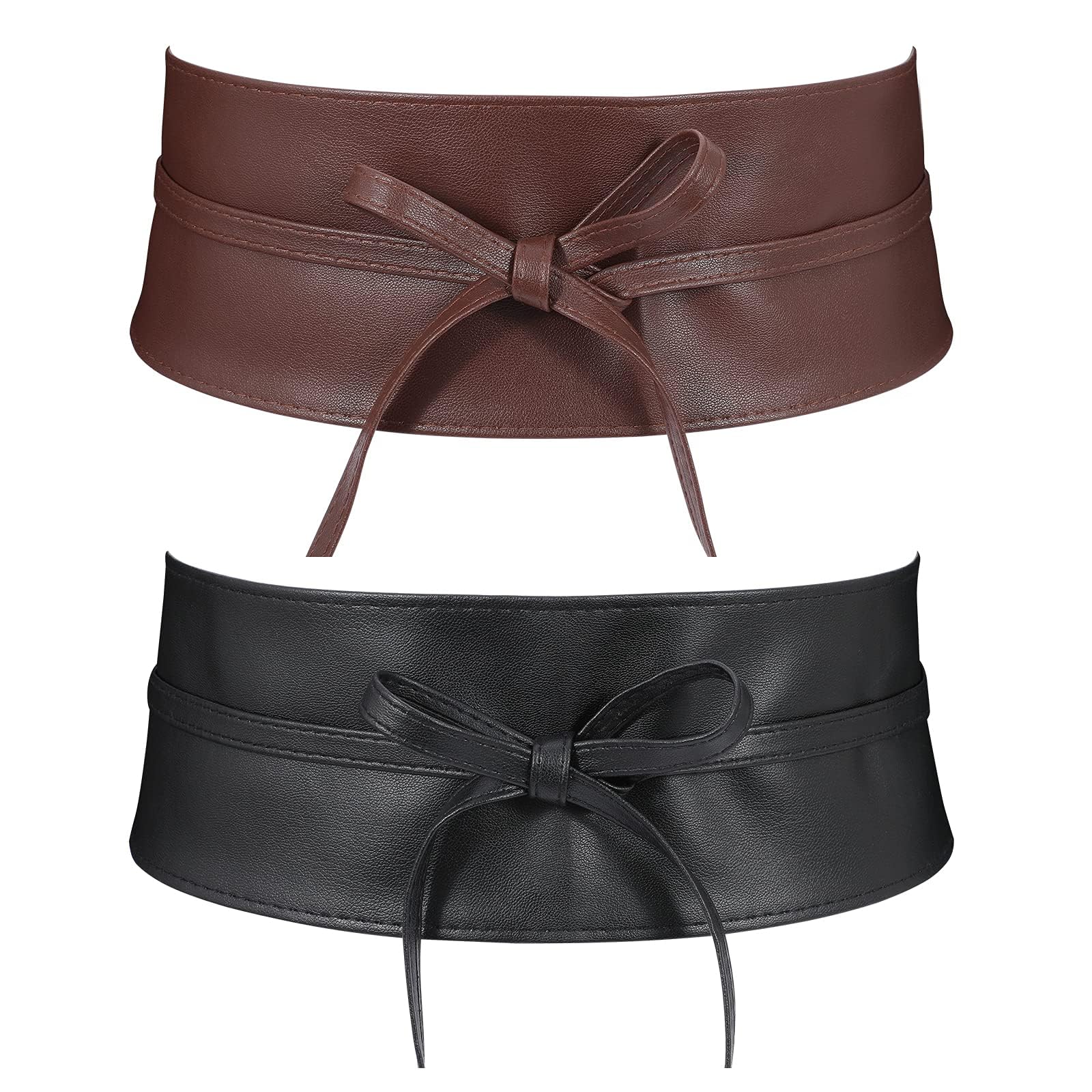 JASGOOD Women's Fashion Leather Obi Style Belt,Wide Wrap Waist Band Chic Belt