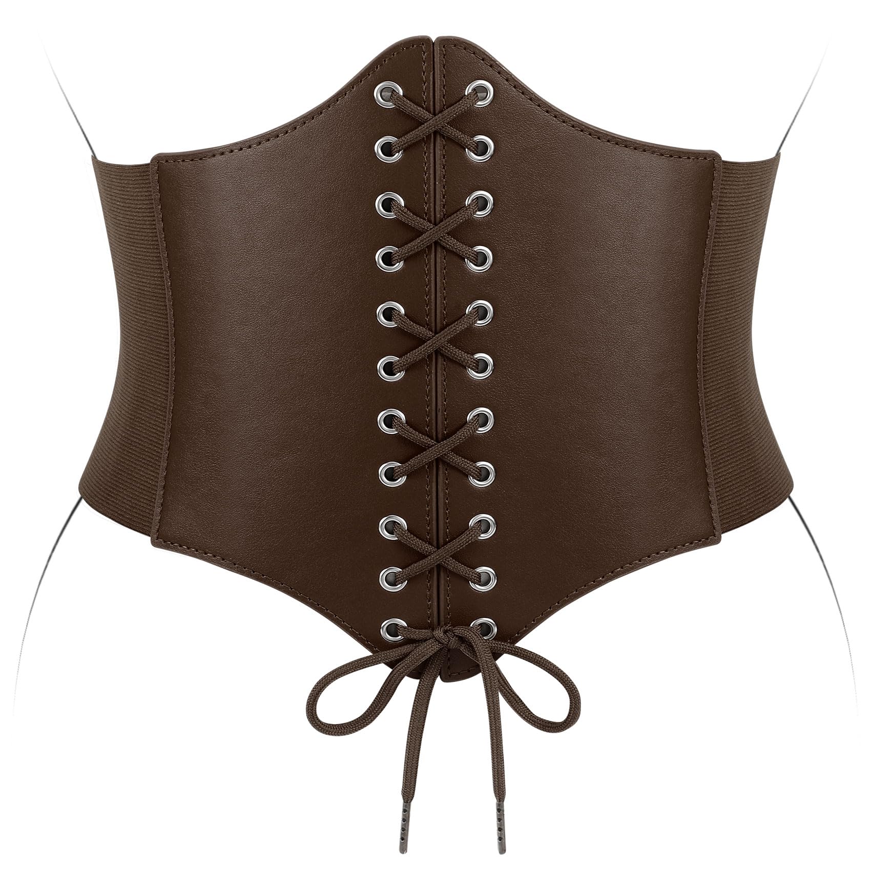 JASGOOD Women Wide Corset Belt Lace-up Elastic Belt Tied Waspie Waist Belt for Halloween Costume