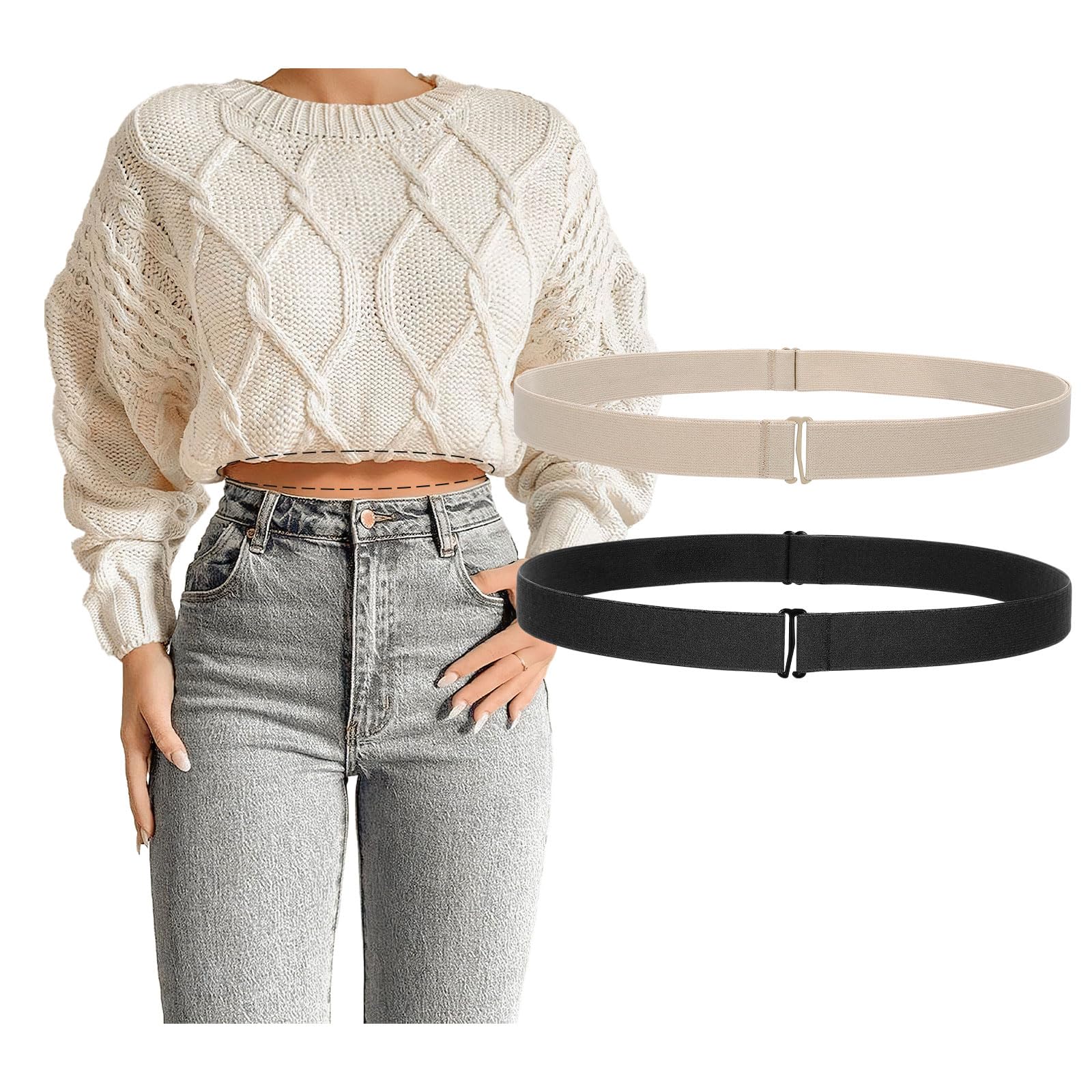 JASGOOD Crop Top Tuck Waist Band Adjustable Band Tucking Sweaters Shirts Elastic Stretch Belts for Women Change Style of Tops - JASGOOD OFFICIAL