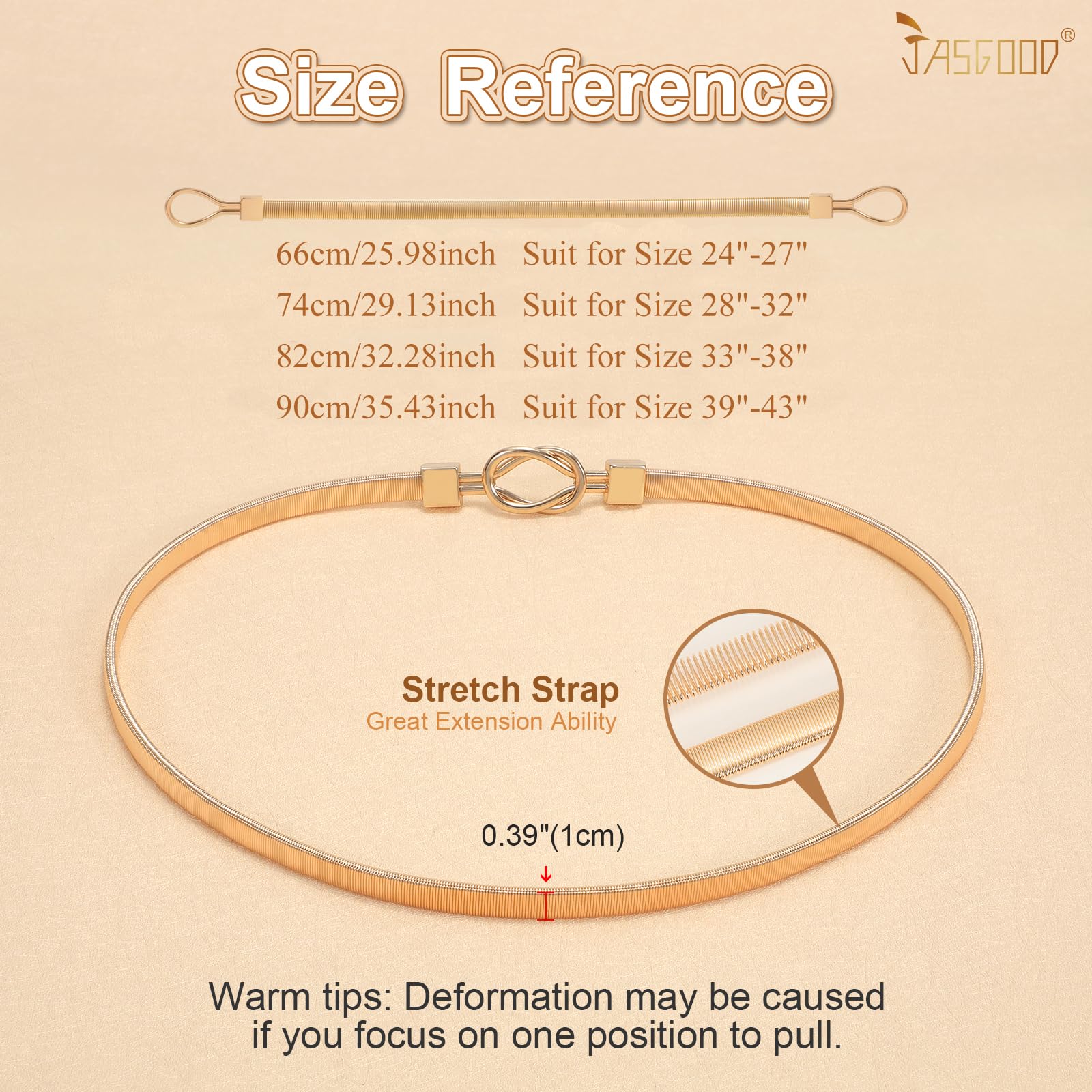 JASGOOD Skinny Metal Waist Belt for Dress Fashion Waistband Elastic Metal Chain Belt - JASGOOD OFFICIAL