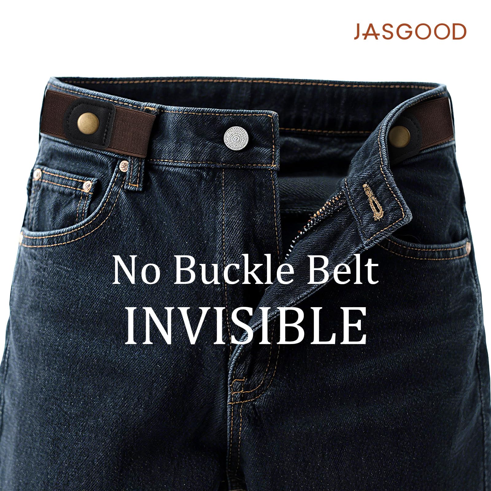 JASGOOD No Buckle Stretch Belt for Women and Men Invisible Elastic Waist Belts for Jeans Pants