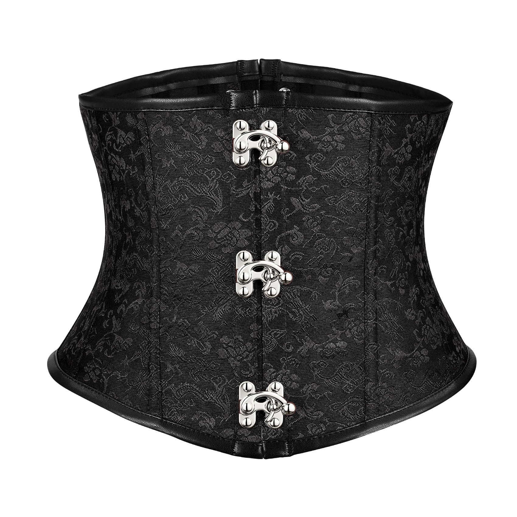 JASGOOD Women’s Black Brown Underbust Corset Belt – Lace-Up Boned Waist Corset Fashion Bustier for Halloween