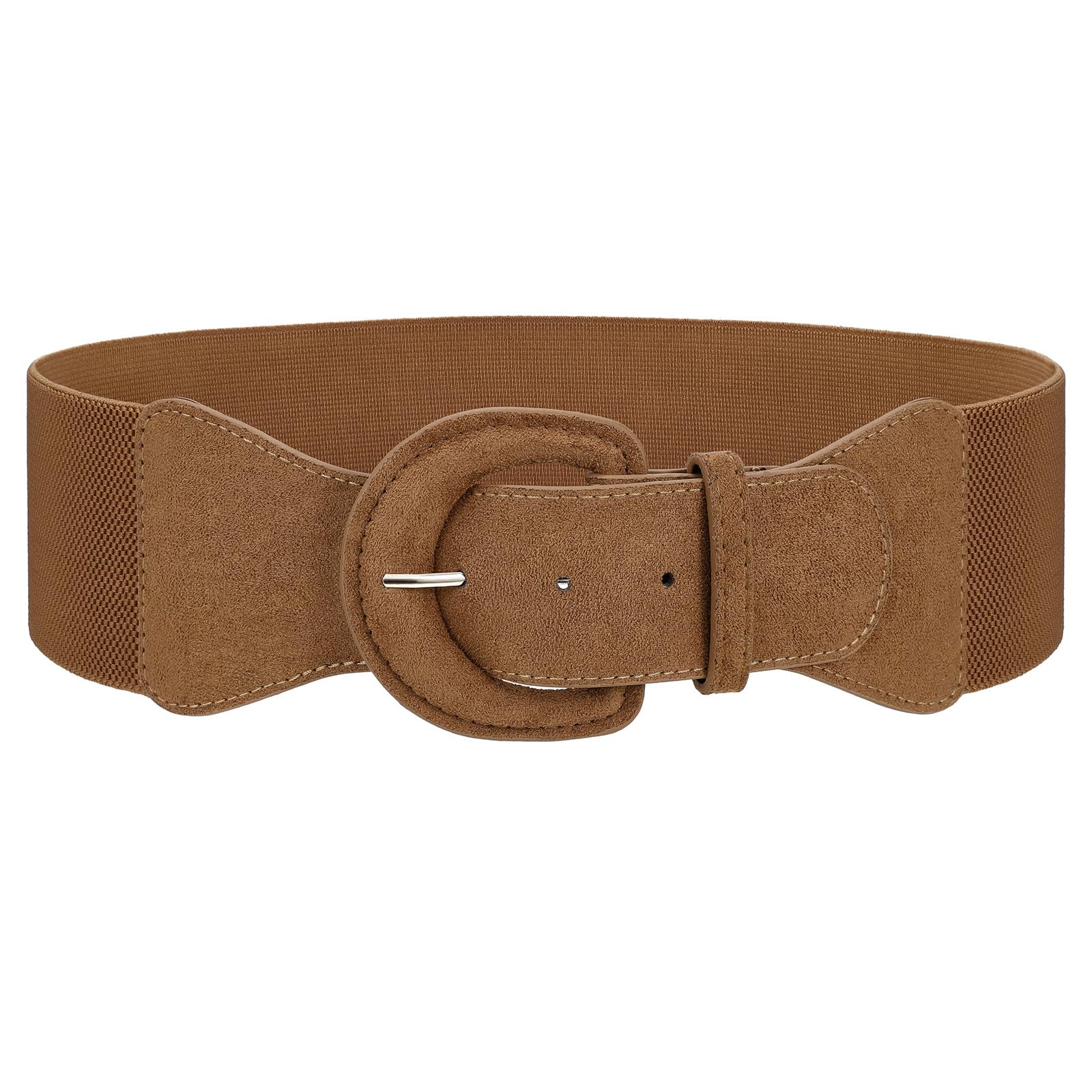 JASGOOD Women Retro Wide Elastic Belt Stretchy Waist Belt, Vintage Chunky Buckle Belts for Dress,Yellow