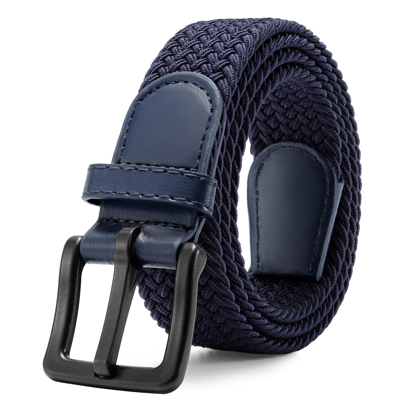 JASGOOD Elastic Braided Belt Men Stretch Golf Woven Casual Jeans Pants Canvas Fabric Tsa Approved Metal Free Belt