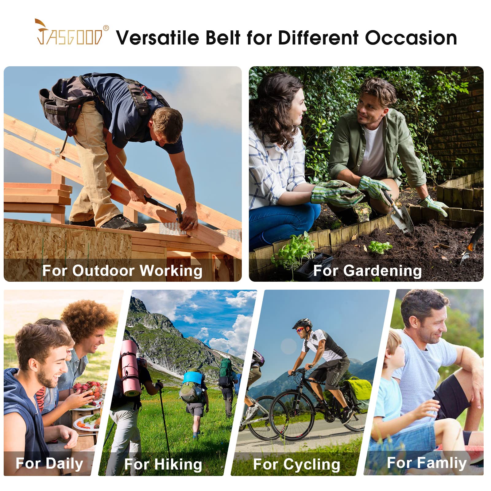 JASGOOD 3 Pack Unisex-Adult Military Web Belt Canvas Web Belt for Men Adjustable Cloth Fabric Belt with Metal Buckle