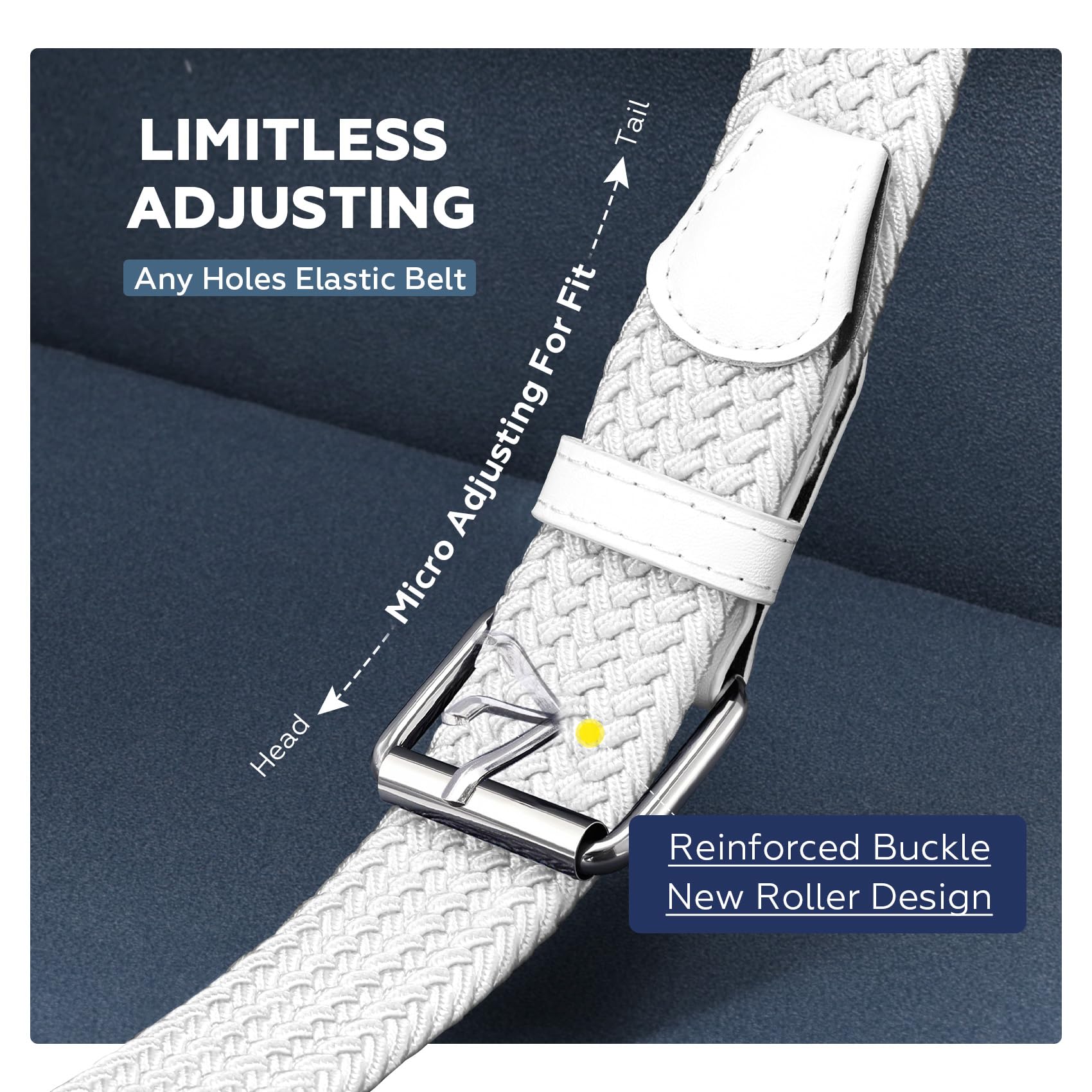 JASGOOD Braided Stretch Belt for Men Golf Casual Fabric Elastic Woven Belt 1 3/8" Adjustable Work