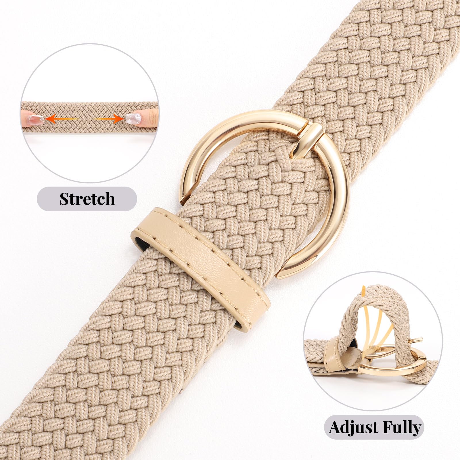 JASGOOD Women Men Braided Woven Elastic Stretch Waist Belt Golf Canvas Fabric Casual Belt for Jeans Pants - JASGOOD OFFICIAL