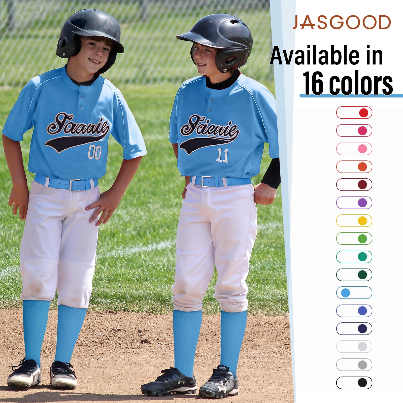 JASGOOD Baseball Softball Socks and Belt Combo Set Breathable Soccer Football Socks for Adult and Youth