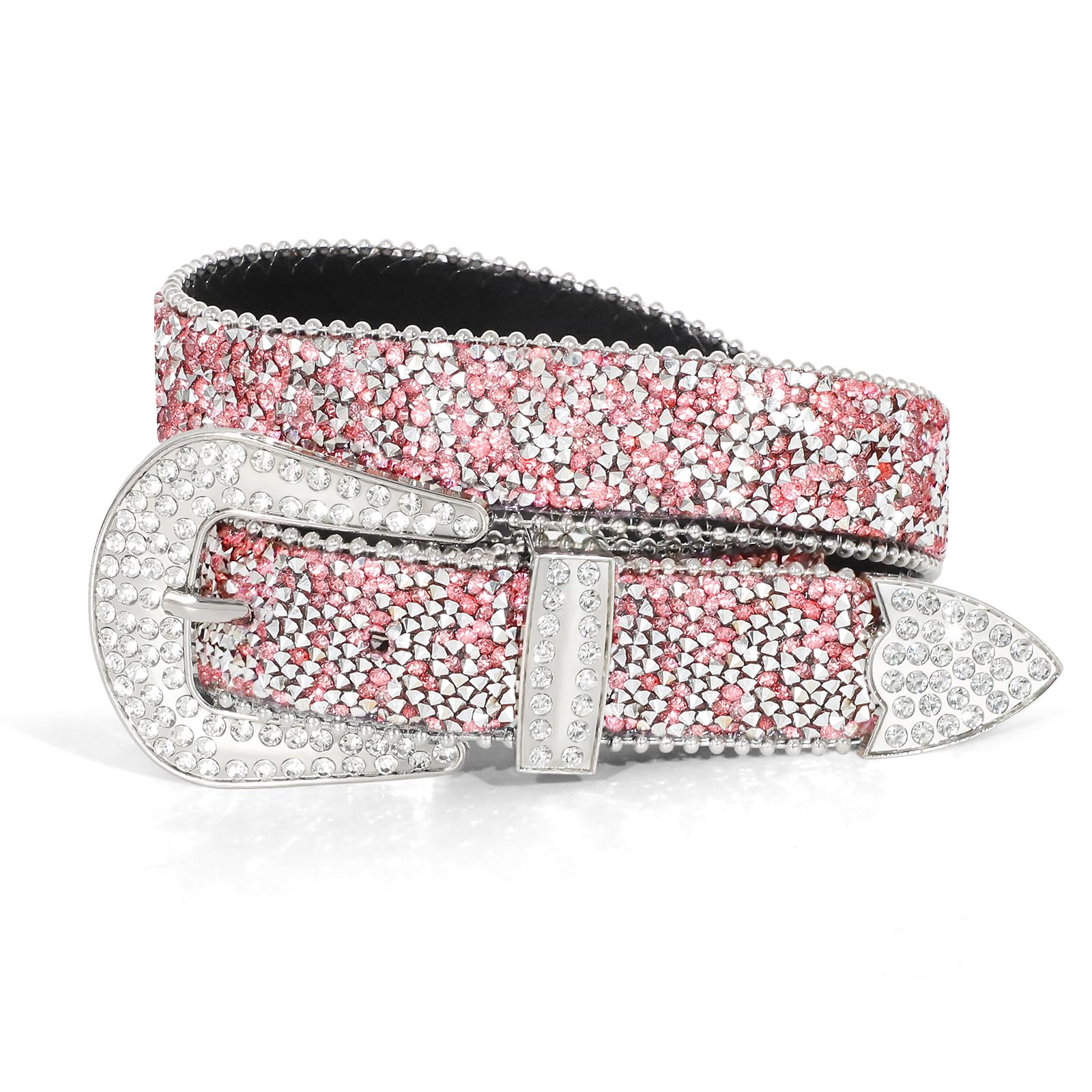 JASGOOD Kids Rhinestone Belt for Girls and Boys,Western Cowgirl Cowboy Bling Studded Leather Belt for Jeans Dress
