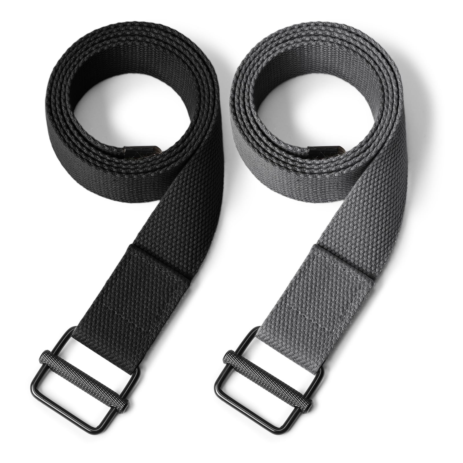 JASGOOD 2 Pack Mens Belts Canvas Belt for Men Fabric Web Golf Belt Casual Belt for Jeans Pants