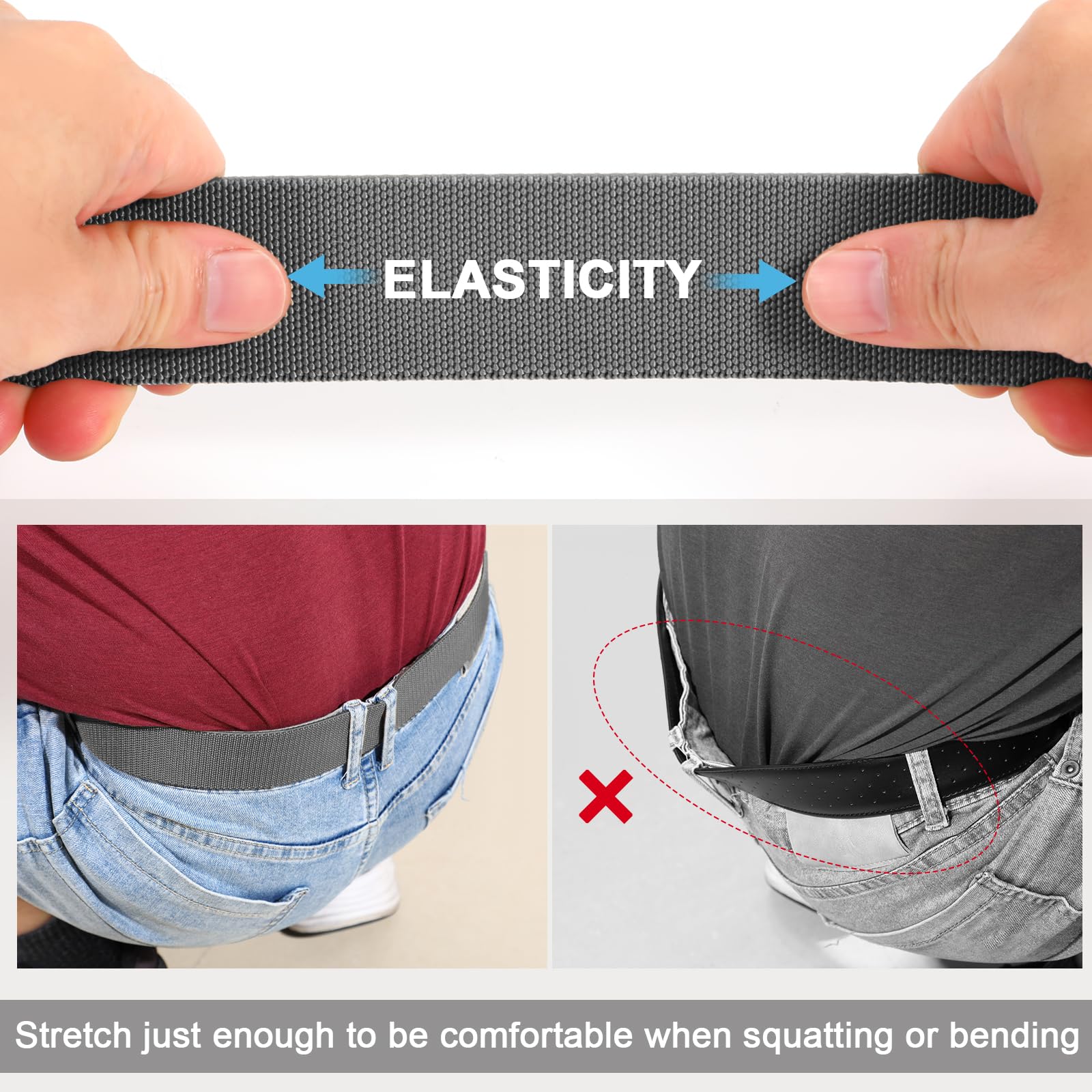 JASGOOD 2 Pack Stretch Web Belt for Men with Metal Buckle Outdoor Work Sports Hunting Hiking