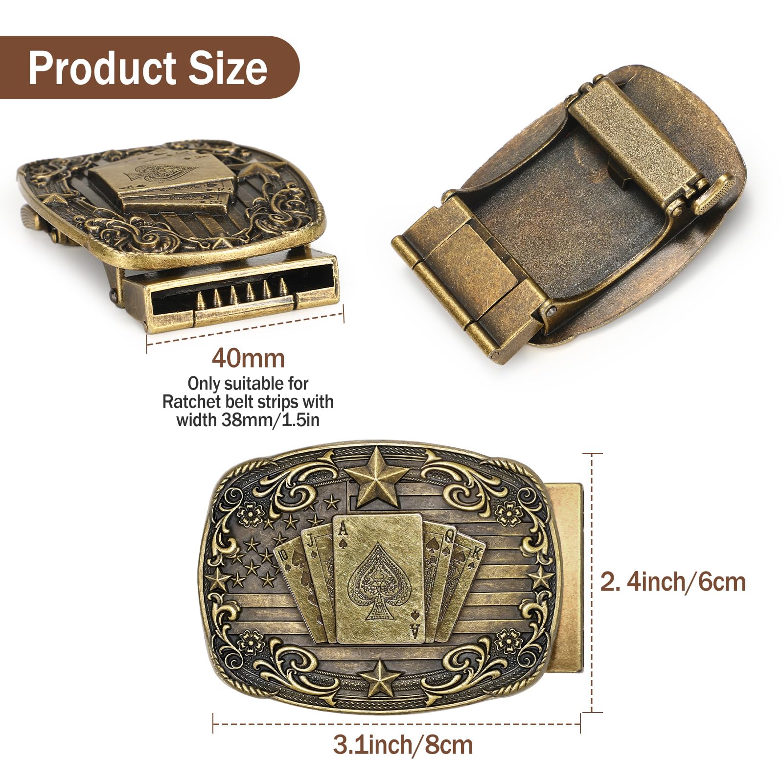 Western Buckle Fits 1.5" Slide Belt Strap - JASGOOD OFFICIAL